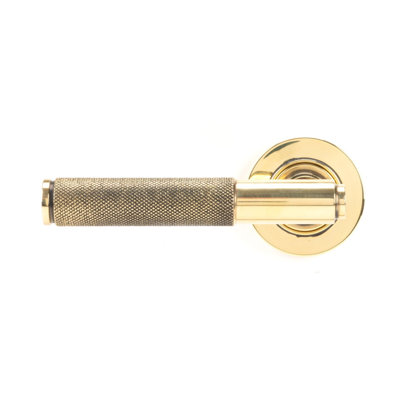 Brompton Latch Right Hand Door Handle, Aged Brass