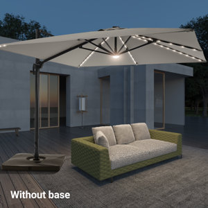 10FTx10FT LED solar light Square Cantilever Patio Umbrella 360 Rotation