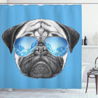 Pug Shower Curtain Set + Hooks -  Ambesonne, sc_41885