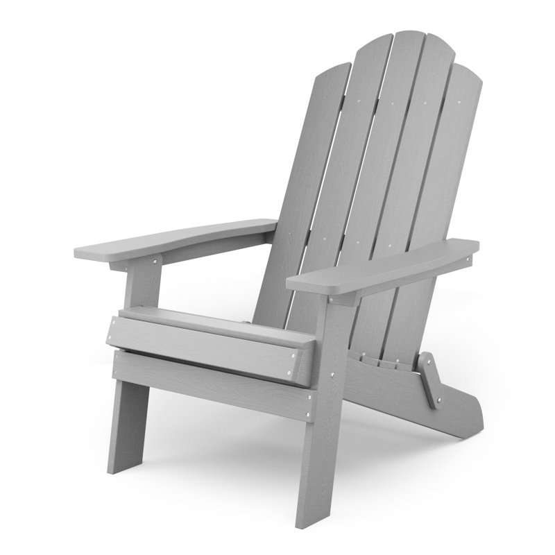 Mailloux Outdoor Folding Plastic Adirondack Chair, Gray