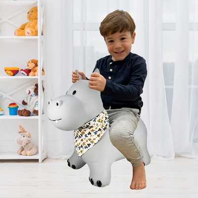 BounceZiez Inflatable Bouncy Ride-On Hopper with Pump