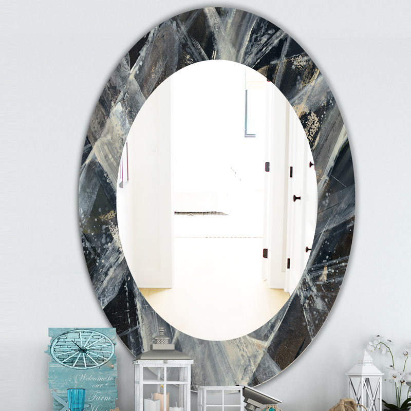 Abstract Glacial Painting Accent Wall Mirror, 31.5" H x 23.7" W