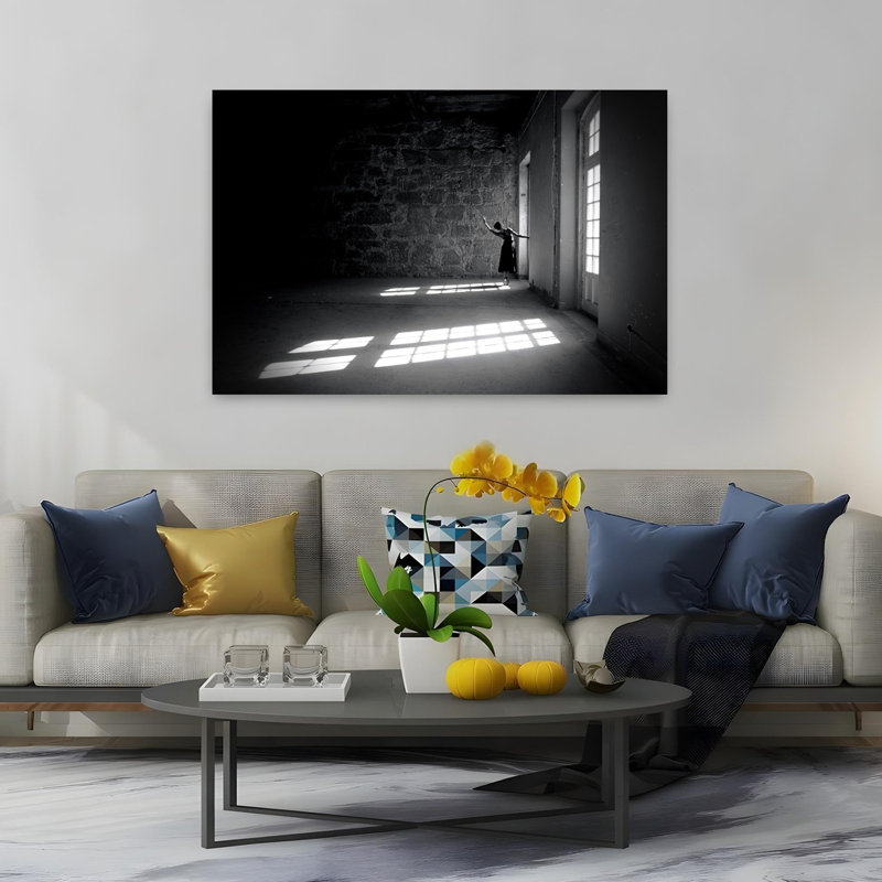 Grâce dans les ombres, impression d'art mural géométrique abstraite et dramatique, H 40 po x l 60 po