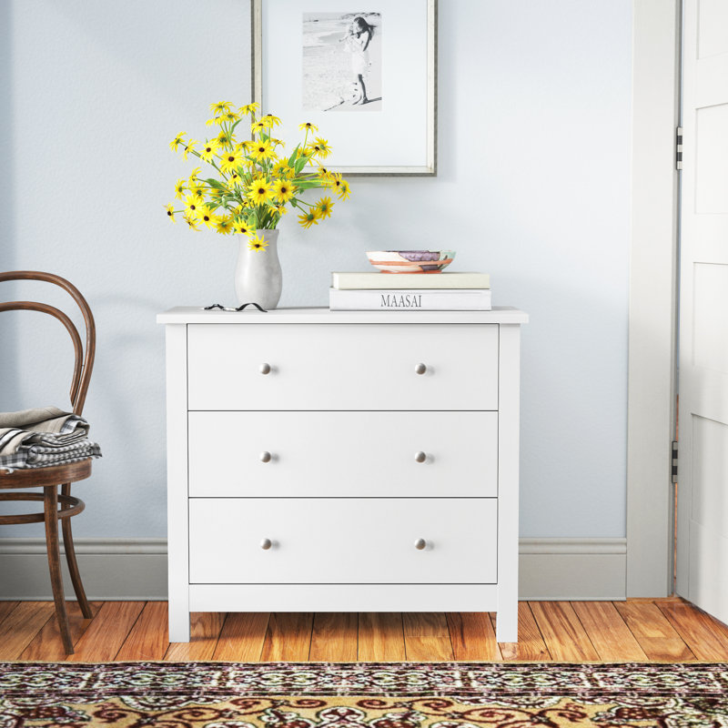 Commode 3 tiroirs l 31,5 po, Laque blanche