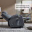 Fauteuil inclinable en polyester avec fonction Power Lift, mécanisme de mouvement robuste avec vibration à 8 points avec fonction de massage et soutien lombaire avec fonction de chauffage, avec port USB et ports de type C, acier inoxydable avec porte-gobelets-2002313761