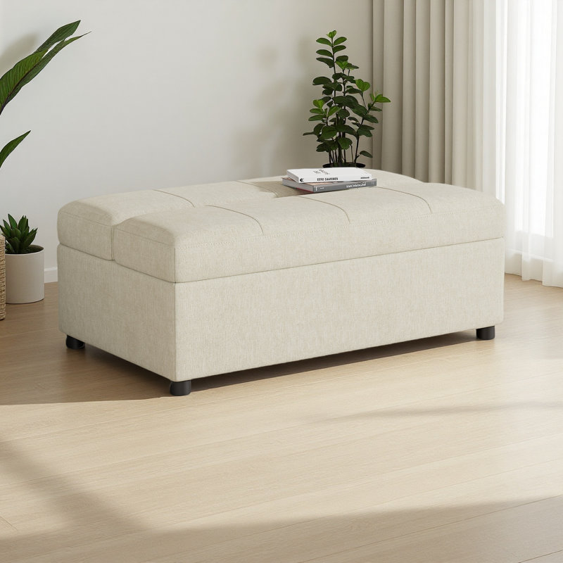 Lit simple escamotable avec repose-pieds et lit d'invité convertible avec matelas, Chenille blanche