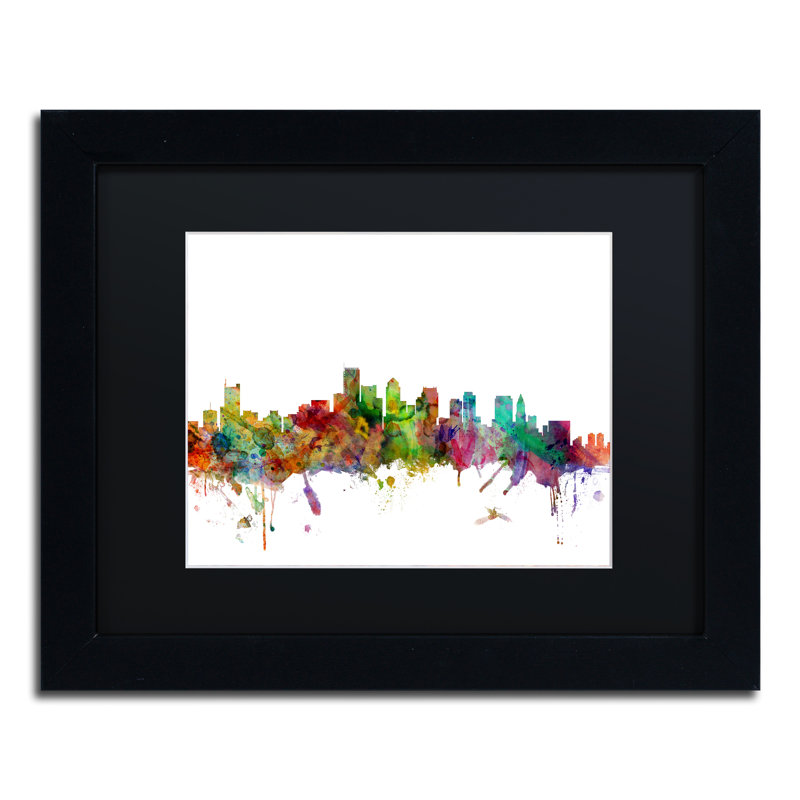 « boston massachusetts horizon », impression encadrée rectangulaire, H 11 po x l 14 po x P 0,5 po, Noir, Cadre noir