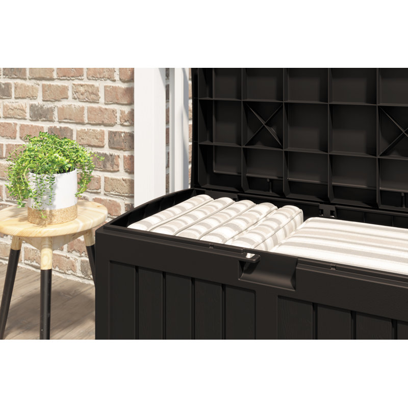Java 50 Gallon Lockable Plastic Deck Box with Seat