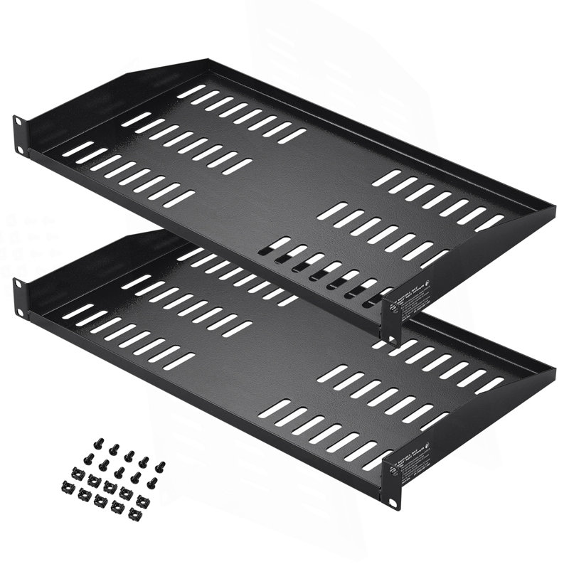 2 PCS 1U Tablette de support 10 "/ 254 mm de profondeur
