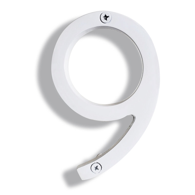 Numéro de maison en métal flottant, 6", Blanc, 9