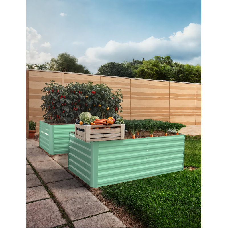 Steel Raised Garden Bed, 24" H x 72" W x 36" D, 2, Green