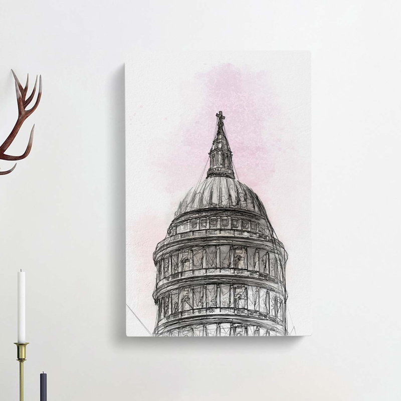 St. Pauls Cathedral Sketch in Abstract - Wrapped Canvas Drawing - Wrapped Canvas, 76cm H x 50cm W x 3cm D