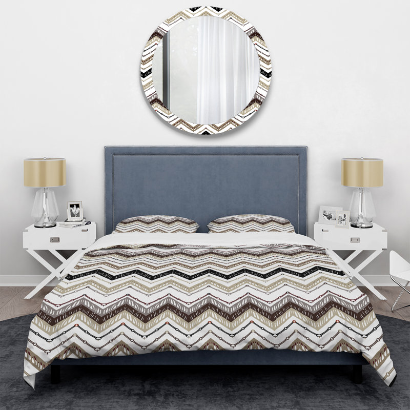Chevron noir et blanc - Ensemble de housse de couette à motif abstrait - Microfibre de polyester