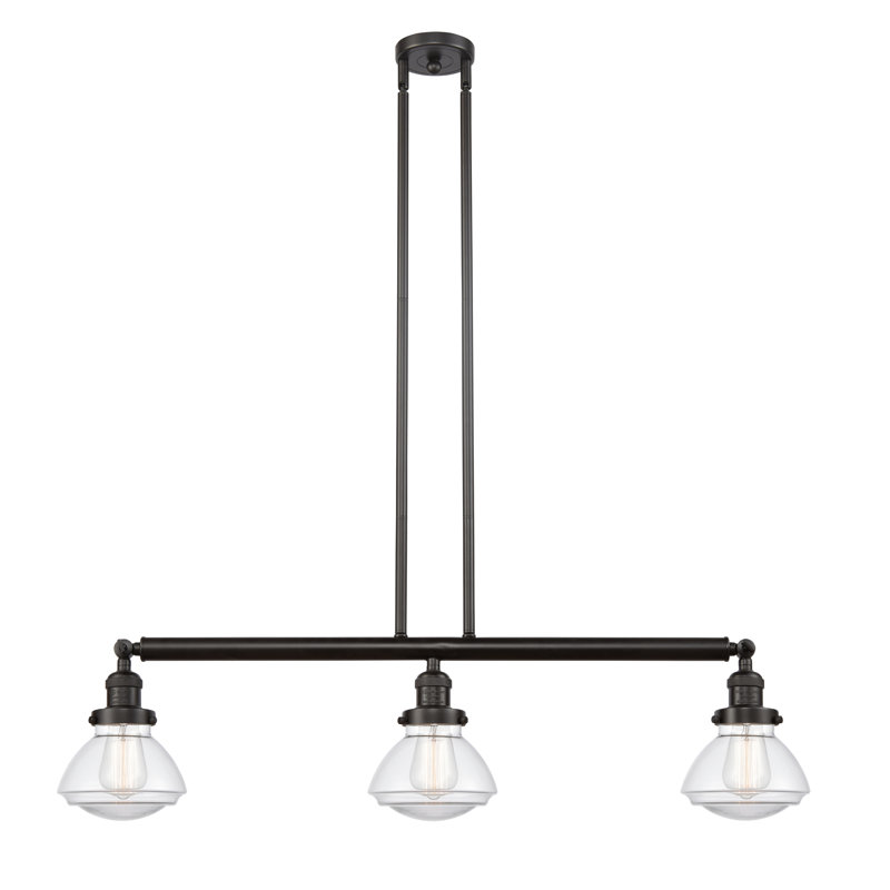 Lemos 3 - Light Kitchen Island Pendant, LED, Oil Rubbed Bronze, Clear
