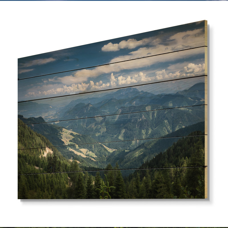 Paysage de montagne - peinture sur bois sans cadre, H 12 po x l 20 po x P 1 po