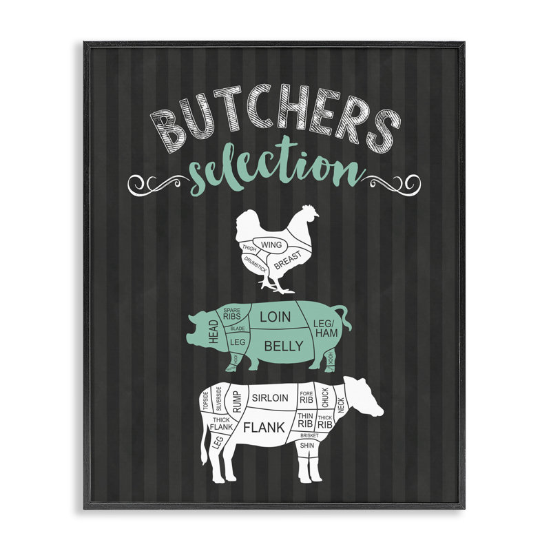 Giclée noire encadrée Butchers, H 14 po x l 11 po, Giclée encadrée noir minuit