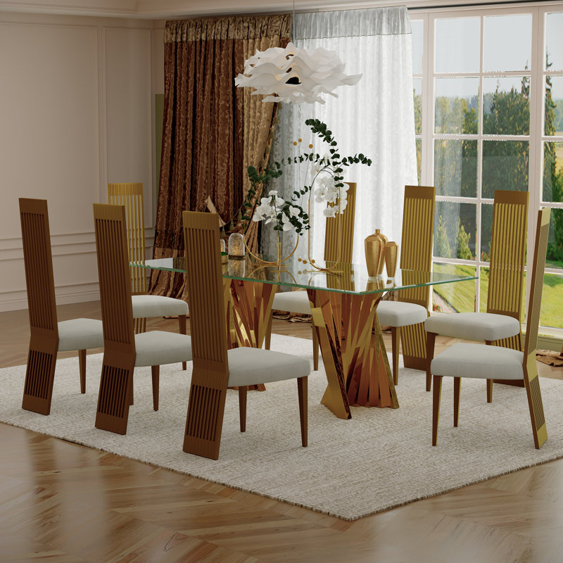 White Dining Chairs With Silver Legs, 4, Gold