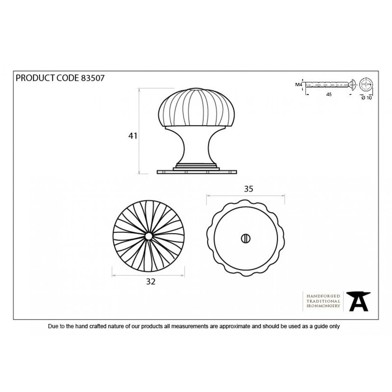Flower Round Knob, Black, 3.2cm