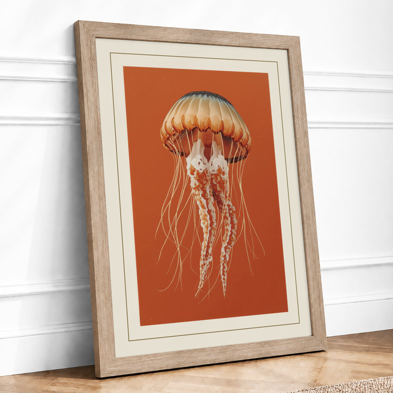 Floating Jellyfish Botanical - Framed Print, Oak, A3 - 42.0 x 29.7 cm