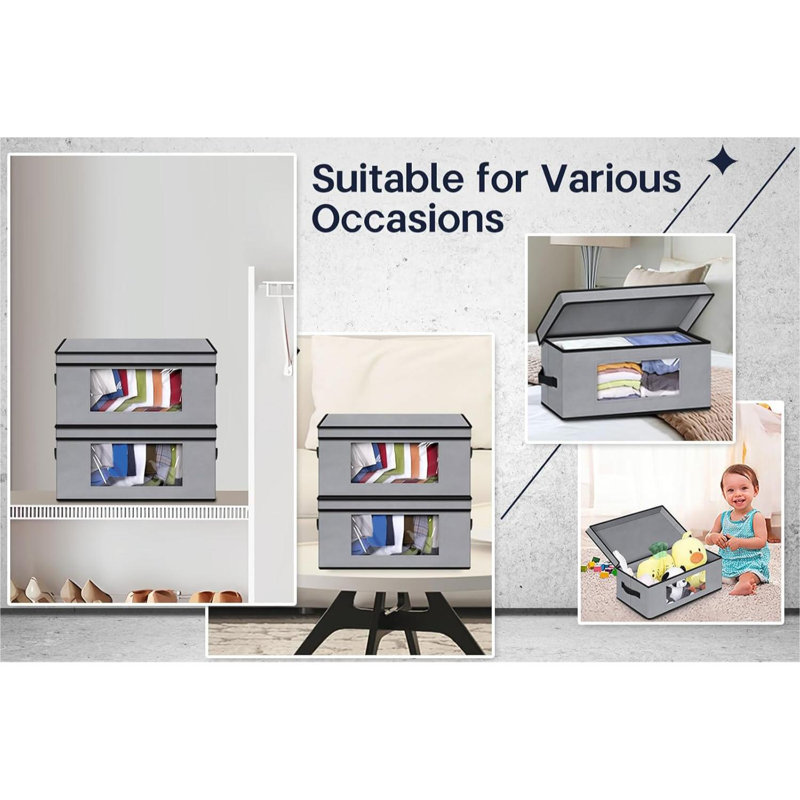 Stackable Hat Organzier For Baseball Caps, 4 PCS Hat Storage Boxes For Closet Hold 60 Caps With Cardboard, Grey