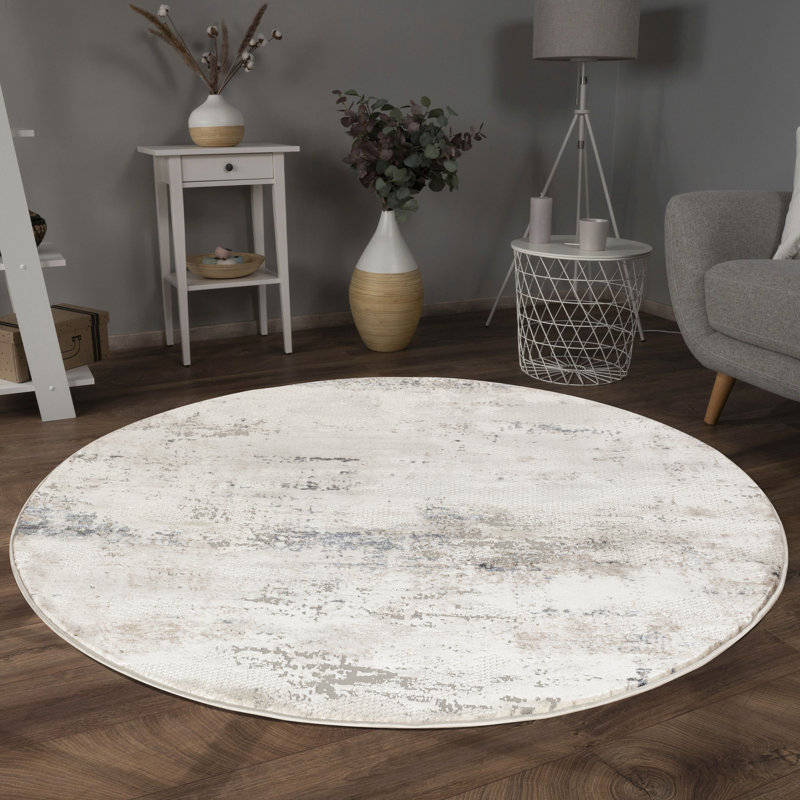 Allaryce Cotton Abstract Indoor Rug, Round 5'3"