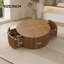 Table basse ronde à tambour cannelé avec deux tiroirs de rangement cachés incurvés, table centrale en bois massif, table basse circulaire moderne de style Mid-Century pour salon et appartement-1214318061