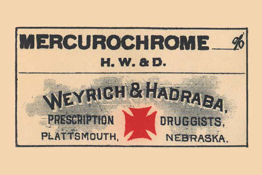 Mercurochrome-impression textuelle, H 30 po x l 20 po