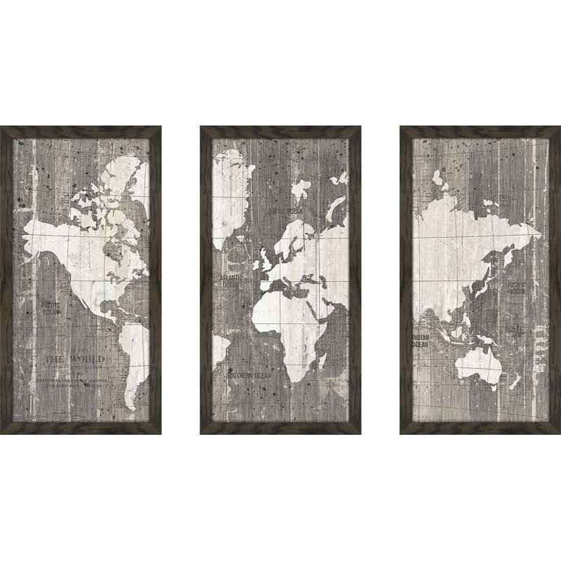 «Old World Map Neutral» par Wild Apple Portfolio, impression sur acrylique 3 pièces, H 25,5 po x l 40,5 po x P 1 po