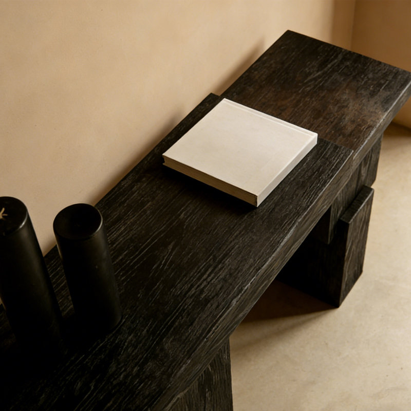Console campagne rétro, H 31,5 po x l 70,87 po x P 15,75 po, Noir