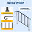 Rails en acier galvanisé à 4 marches pour les marches extérieures - Extrémités courbées et balustres de sécurité Rampe extérieure pour porche, terrasse ou escalier intérieur, ensemble d'installation complet