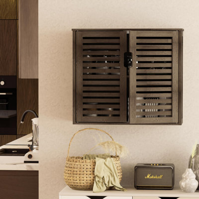 Medicine Cabinet, Over The Toilet Space Saver Organizer With Doors And Bamboo Shelves, Walnut