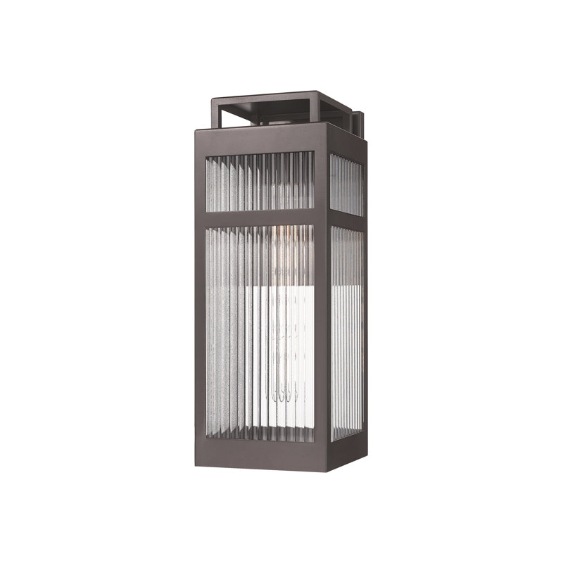 Applique murale d'extérieur de style côtier en bronze à 1 lumière Ridgeway 8 "avec verre transparent rayé Ridgeway, Bronze