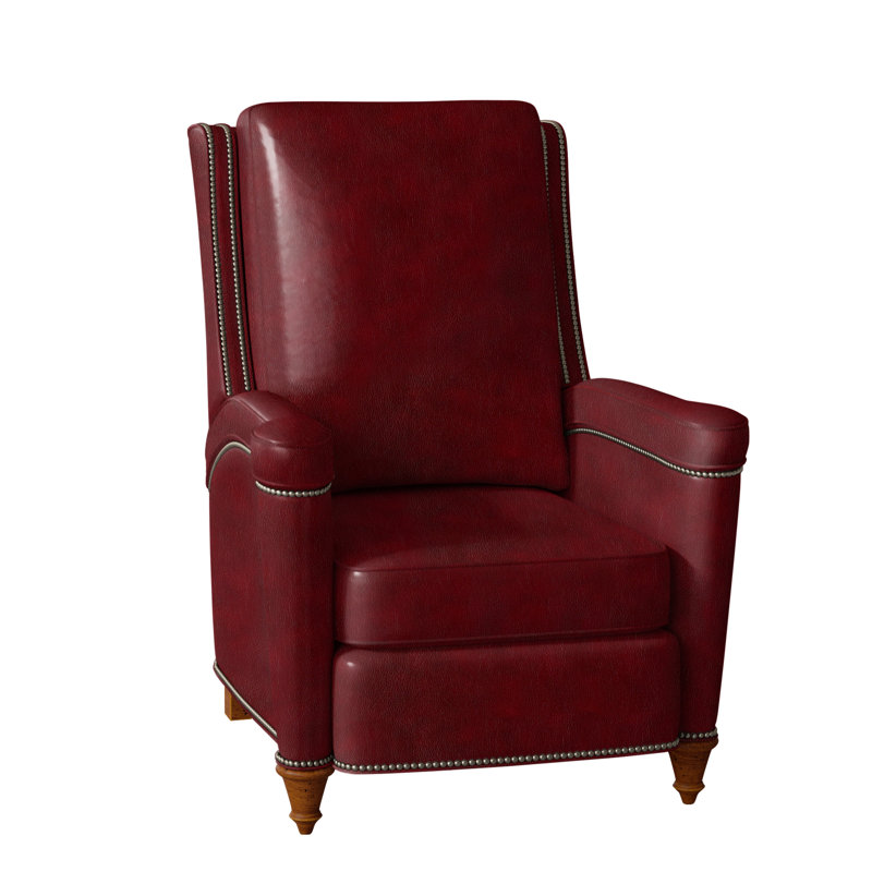 Mayes Recliner, Corinthian Cherry Genuine Leather, Gunmetal, New Classiques