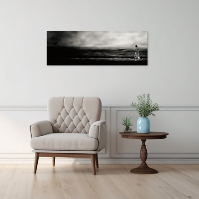 Solitaire, plage, horizon, dramatique, serein, abstrait, art mural côtier