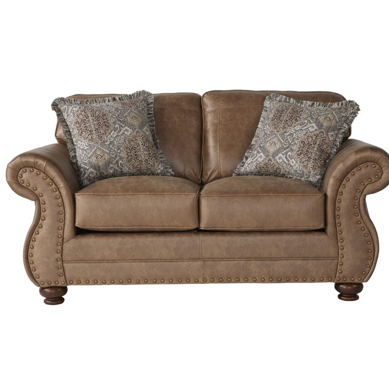 Claycomb 69'' Faux Leather Loveseat, Jetson Ginger