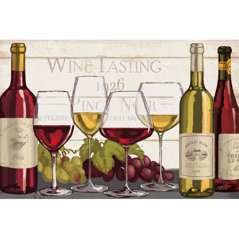 Wine Tasting I by Janelle Penner - Graphic Art Print, 30cm H x 46cm W, Black Floater Framed
