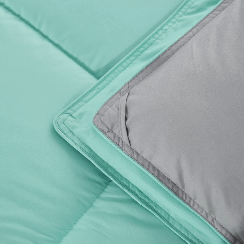 Aqua Blue Reversible Microfiber Full/Queen Duvet Set
