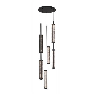  Metropole 5-light 17"w Led Pendant In Matte Black