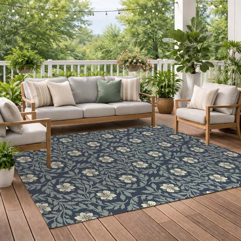 Tapis d'extérieur antidérapant Gracey, Marine, Rectangle 36 po x 60 po