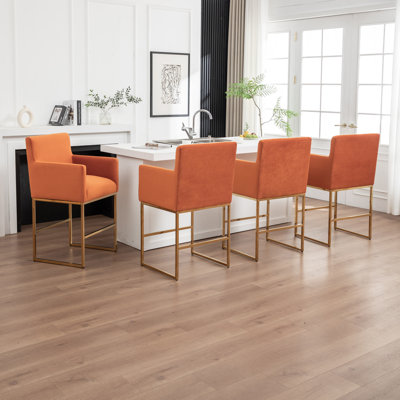 Upholstered Counter Stool With Metal Frame