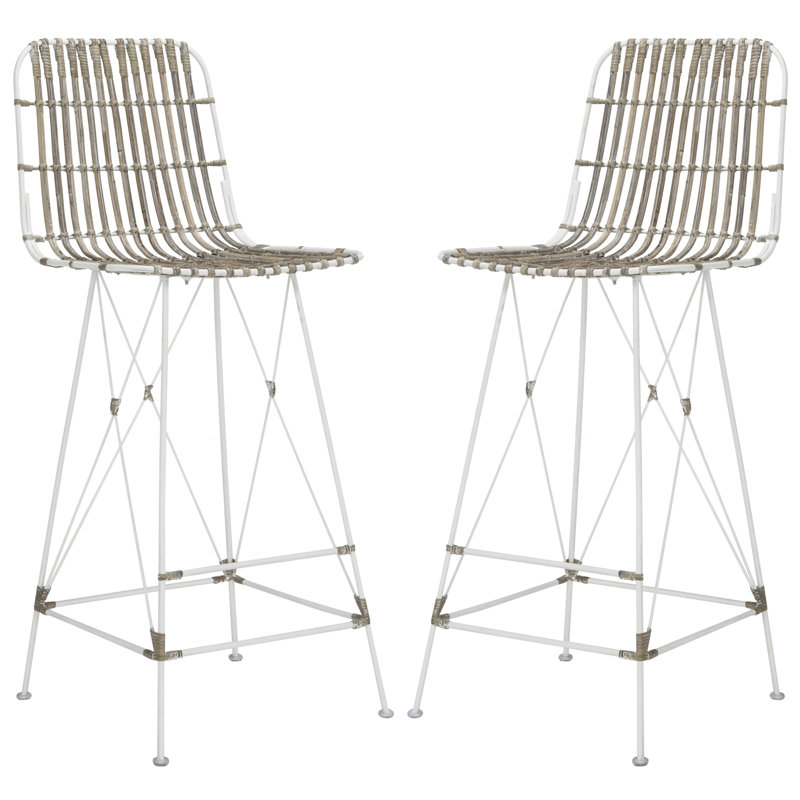 Lisdale Counter Stool with Metal Frame, White Wash, Bar Stool (29.5" Seat Height)