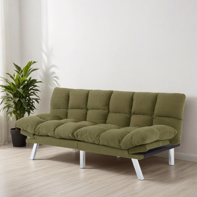 Canapé-lit futon convertible 67,31 po avec accoudoirs ajustables, causeuse pour salon, chambre à coucher, studio, appartement, dortoir, bureau à domicile, petit espace