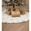 Jupe de sapin de Noël en fausse fourrure à paillettes dorées et flocons de neige – Décoration douce et moelleuse pour la base du sapin.