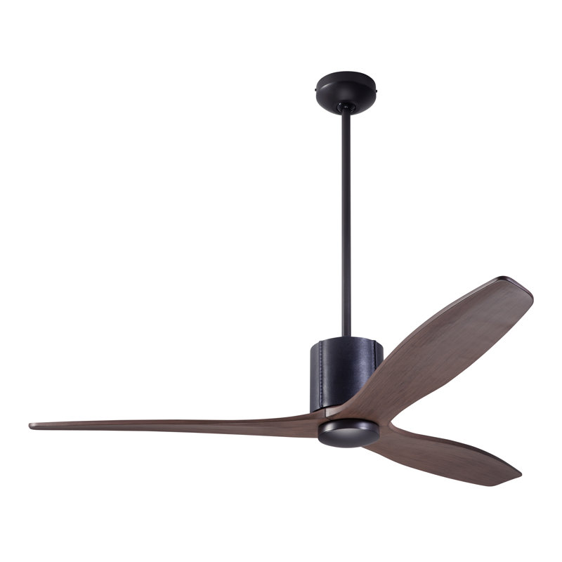LeatherLuxe 54'' Ceiling Fan, Mahogany, Wall Control, Dark Bronze/Black