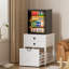 Mini-support de réfrigérateur avec panier de tiroir de rangement, mini-chariot mobile de 22 po avec tablette et armoire roulante, capacité de table de 220 lb pour le dortoir, appartement, bureau, chambre à coucher, blanc