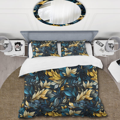 Leaf Blue And Yellow Harmony Floral Duvet Cover