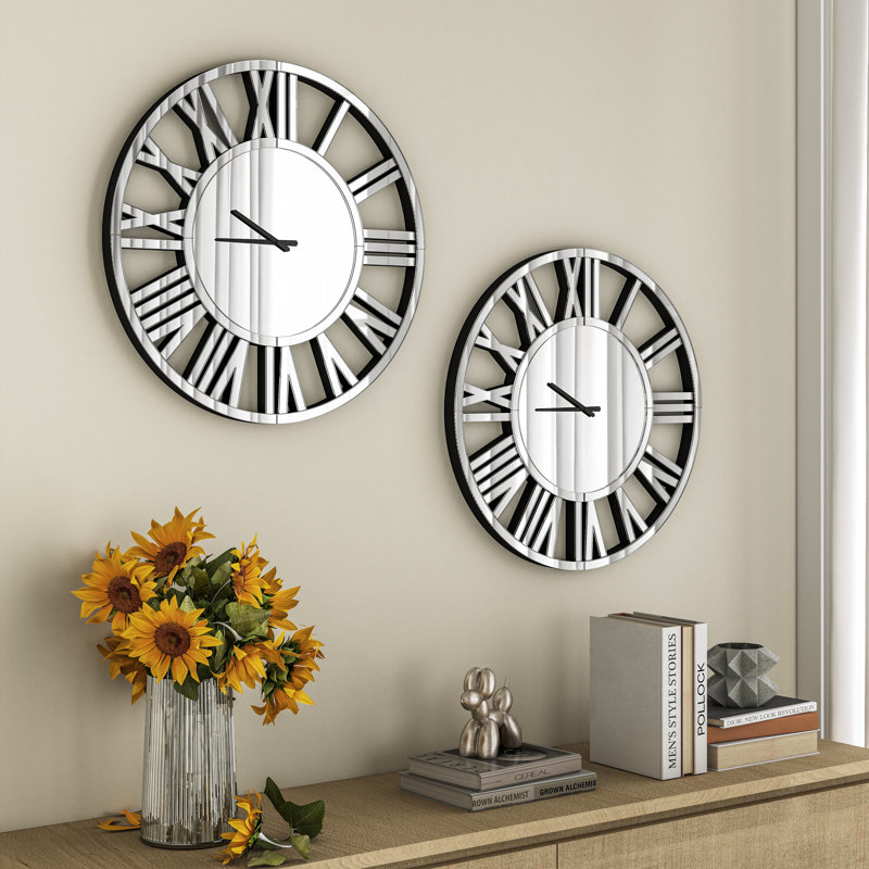 Jeni 60x60cm Wall Clock Silent Glass Accent Clock （Set of 2）