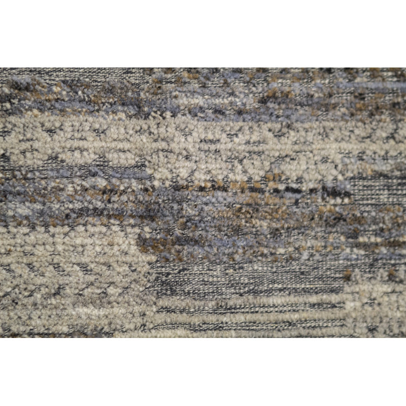 Tapis gris/beige en laine noué la à la main abstract Moroccan