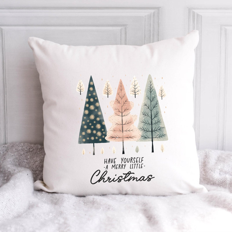 02_Hygge_Christmas_tree Reversible Throw Pillow, 16" x 16"