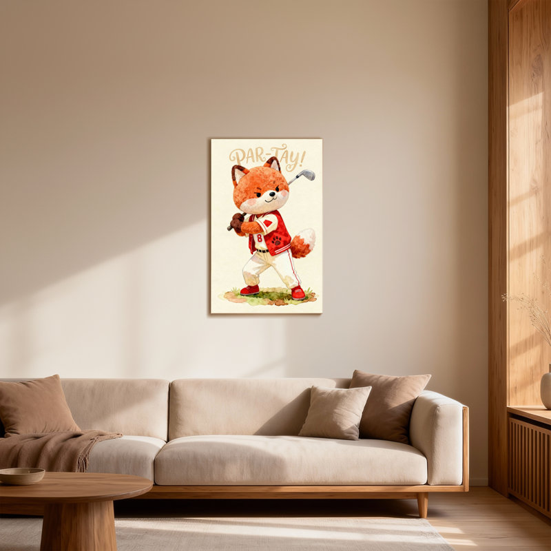 Animaux, renard, golf avec club et balle, H 30 po x l 20 po